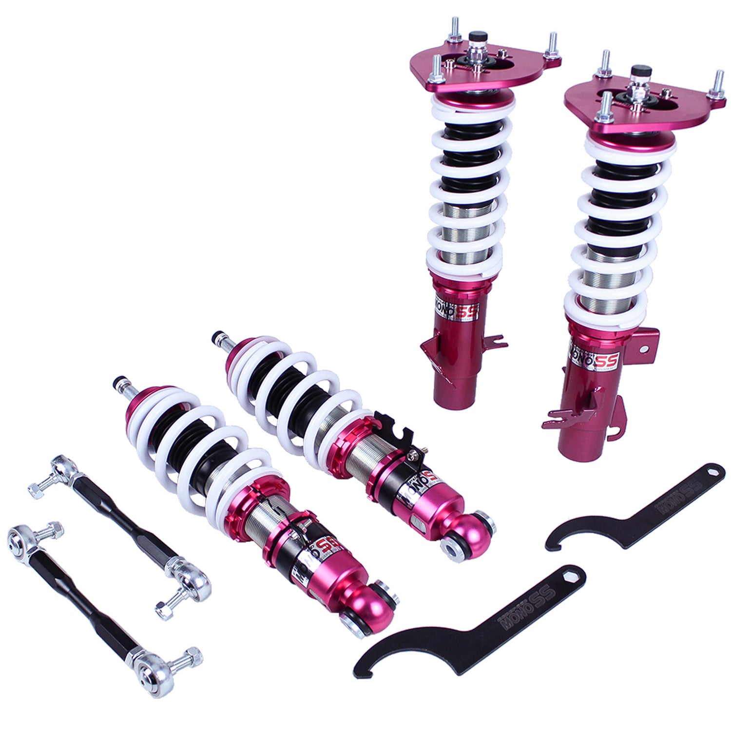 Godspeed MSS0820-A MonoSS Coilover Lowering Kit, Fully Adjustable, Ride Height, Spring Tension And 16 Click Damping, MINI Cooper S(R53) 2002-06