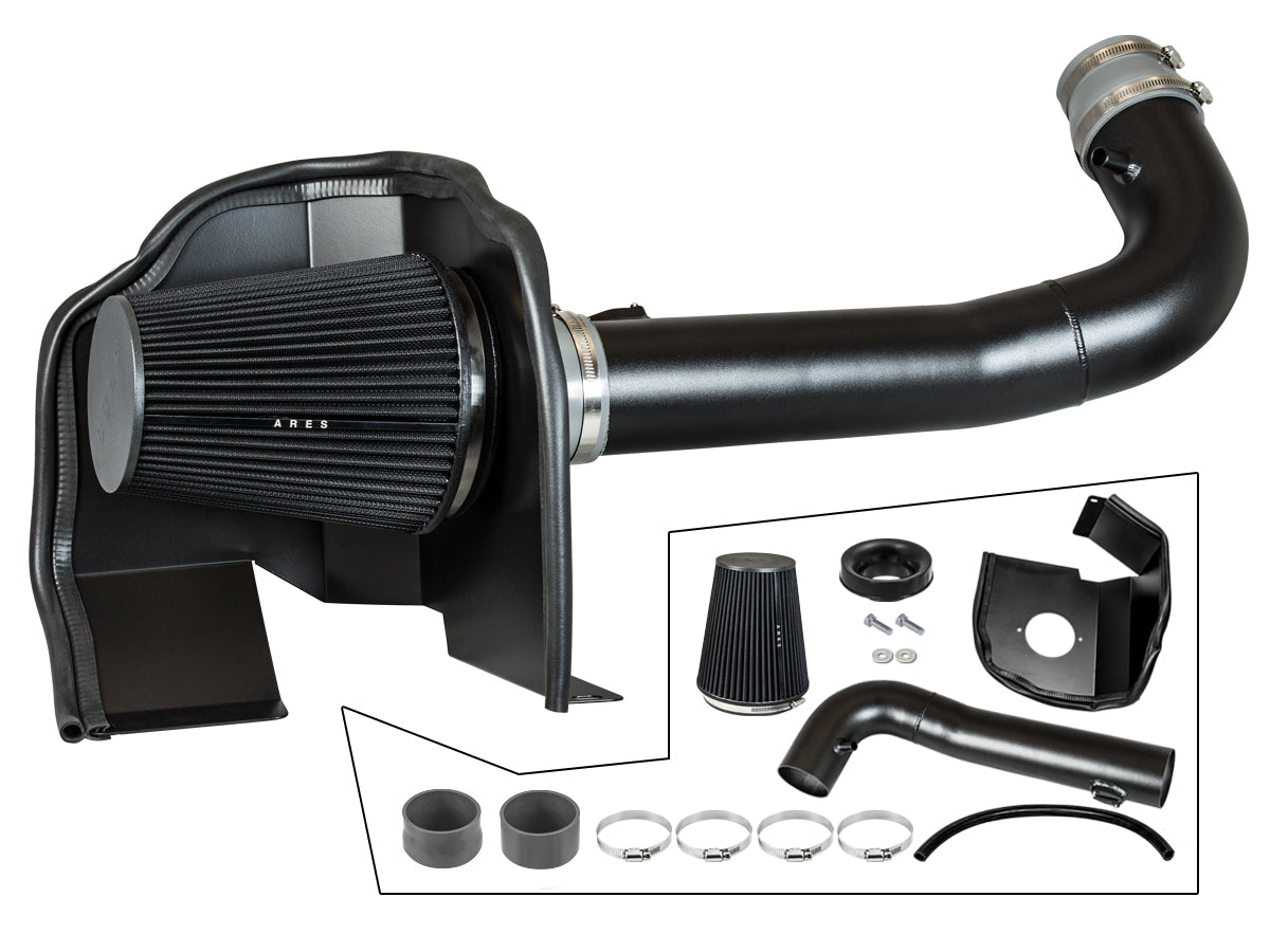 Red Cold Air Intake System with Heat Shield Kit + Filter Combo