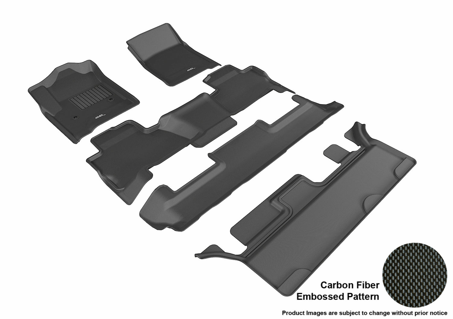 3D MAXpider L1CH06201509 Compatible for Chevrolet TAHOE WITH BENCH 2ND ROW 2015-2019 KAGU BLACK R1 R2 R3