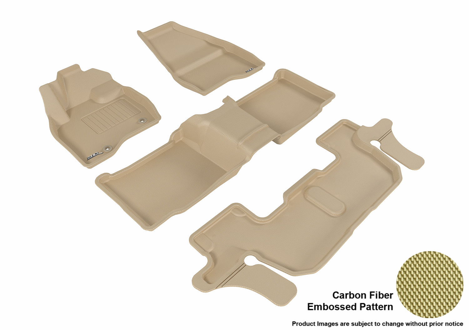 3D MAXpider L1FR09101502 Compatible for Ford EXPLORER WITH BENCH 2ND ROW 2015-2016 KAGU TAN R1 R2 R3