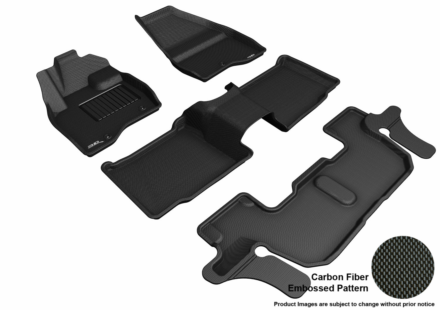 3D MAXpider L1FR11201509 Compatible for Ford EXPLORER WITH 2ND ROW CENTER CONSOLE 2017-2019 KAGU BLACK R1 R2 R3 (SINGLE POST ON FRONT PASSENGER'S FLOOR)