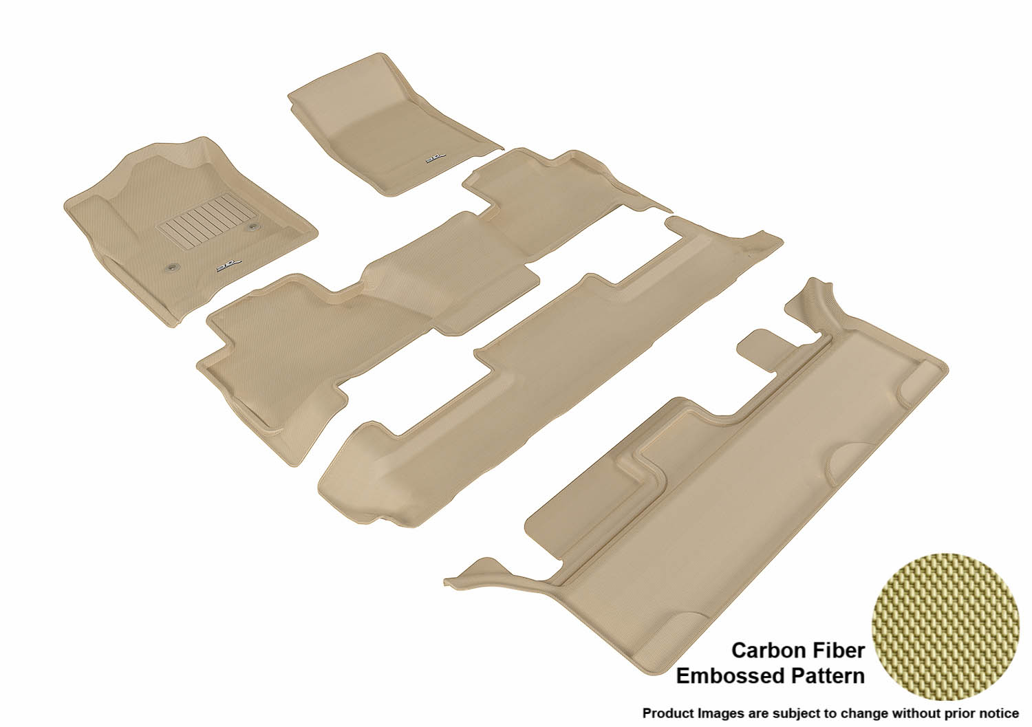 3D MAXpider L1GM01401502 Compatible for GMC YUKON WITH BENCH 2ND ROW 2015-2019 KAGU TAN R1 R2 R3
