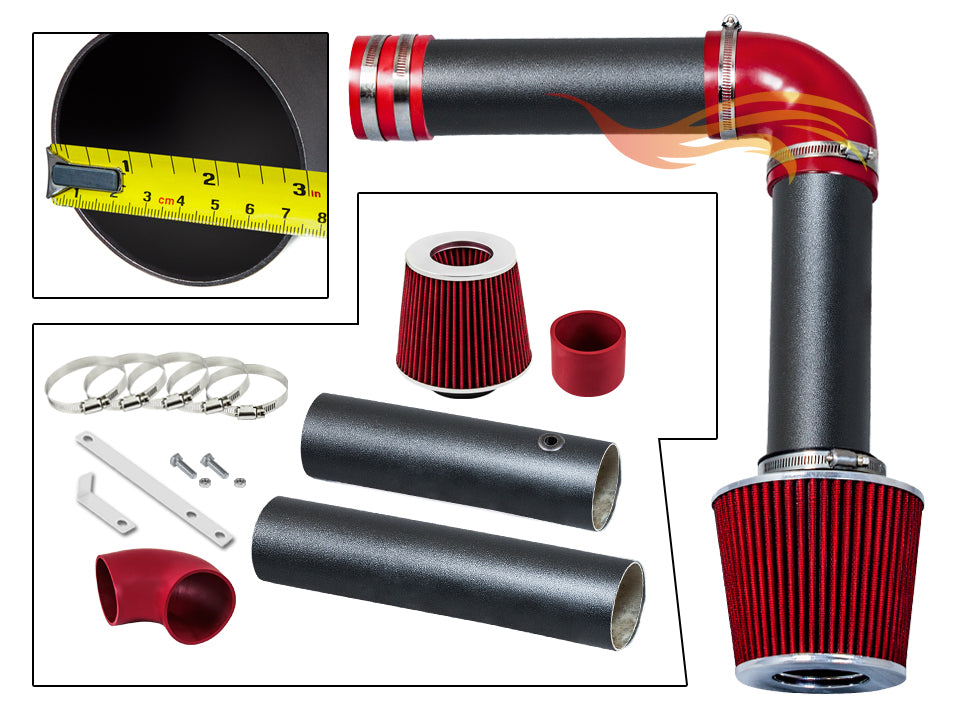 ARES MATTE BLACK PIPE RED - SHORT RAM INTAKE Compatible For 04-08 ACURA TL/RL ACI-AC-AR05RDB