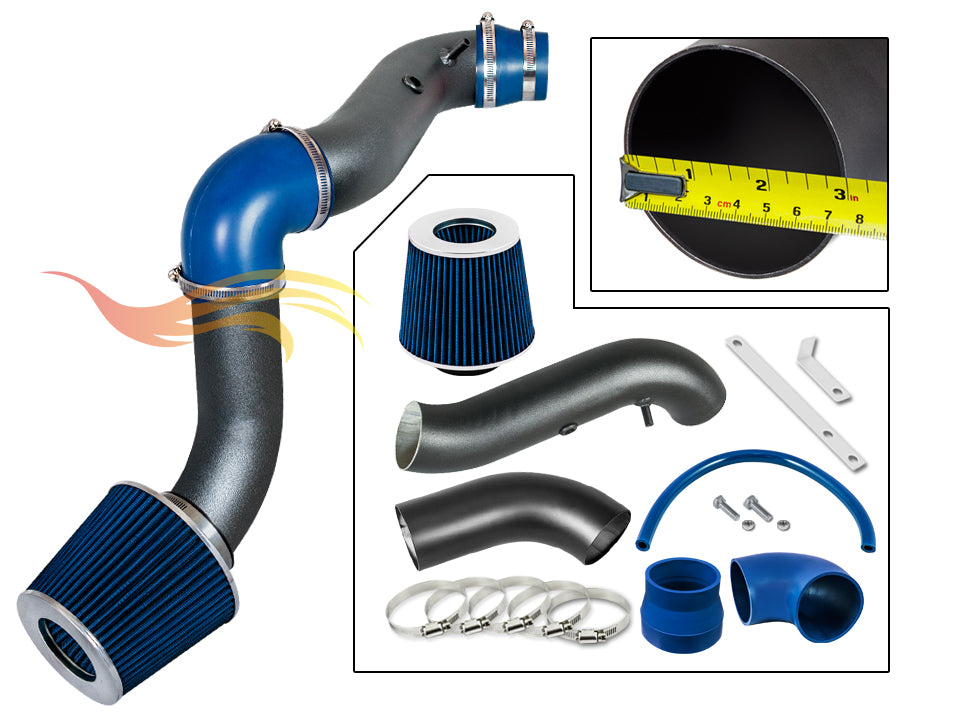 ARES MATTE BLACK PIPE BLUE - SHORT RAM INTAKE Compatible For 04-08 CHEVY AVEO