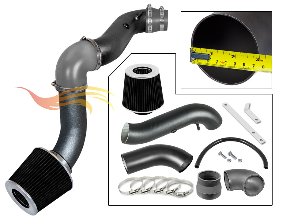 ARES MATTE BLACK PIPE GRAY - SHORT RAM INTAKE Compatible For 04-08 CHEVY AVEO