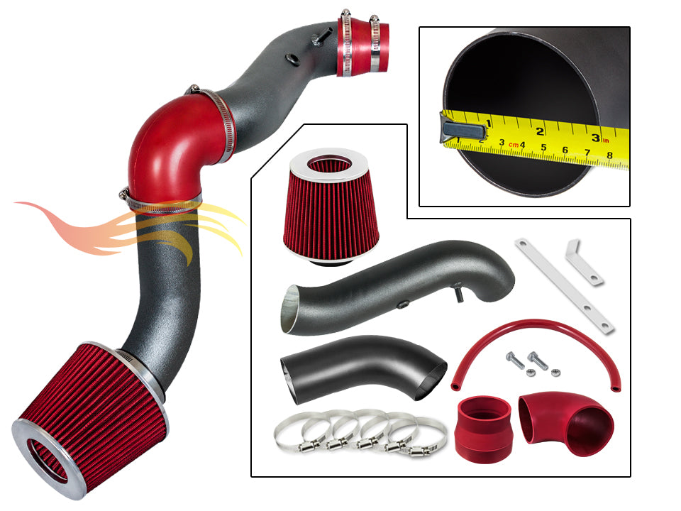 ARES MATTE BLACK PIPE RED - SHORT RAM INTAKE Compatible For 04-08 CHEVY AVEO