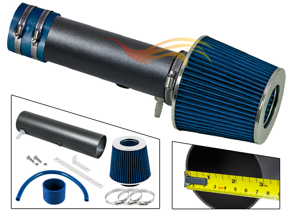 ARES MATTE BLACK PIPE BLUE SHORT RAM INTAKE Compatible For 04-06 ACURA MDX / 05-06 HONDA ODYSSEY/PILOT