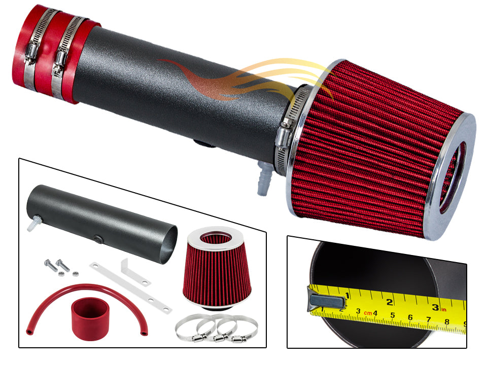 ARES MATTE BLACK PIPE RED SHORT RAM INTAKE Compatible For 04-06 ACURA MDX / 05-06 HONDA ODYSSEY/PILOT