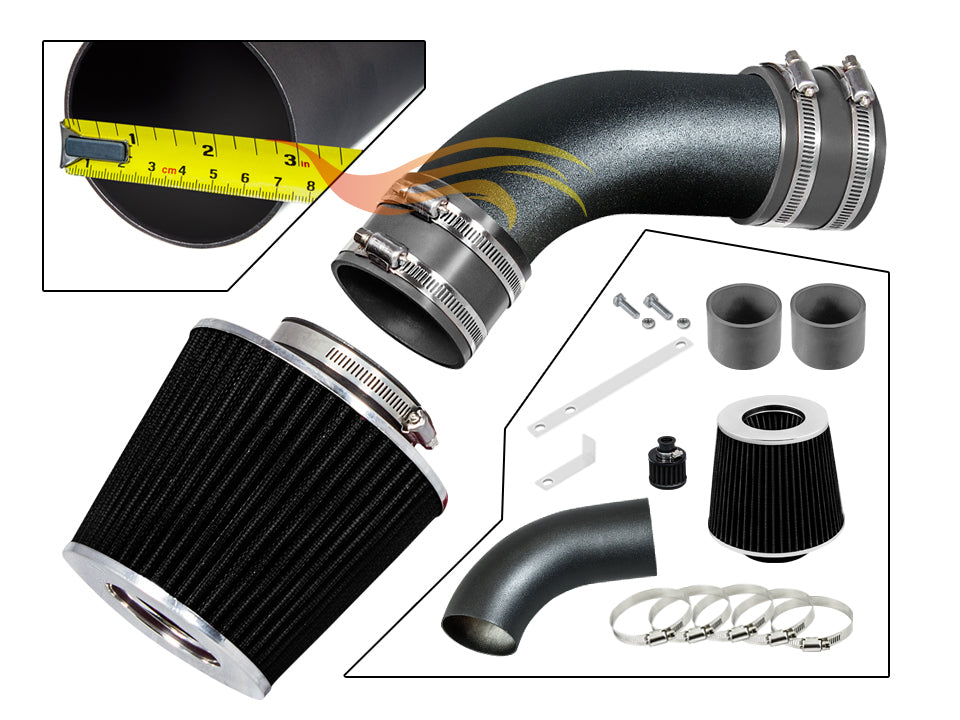 ARES MATTE BLACK PIPE GRAY - SHORT RAM INTAKE Compatible For 02-05 AUDI A4 / A6 ASI-AD-AR02GYB