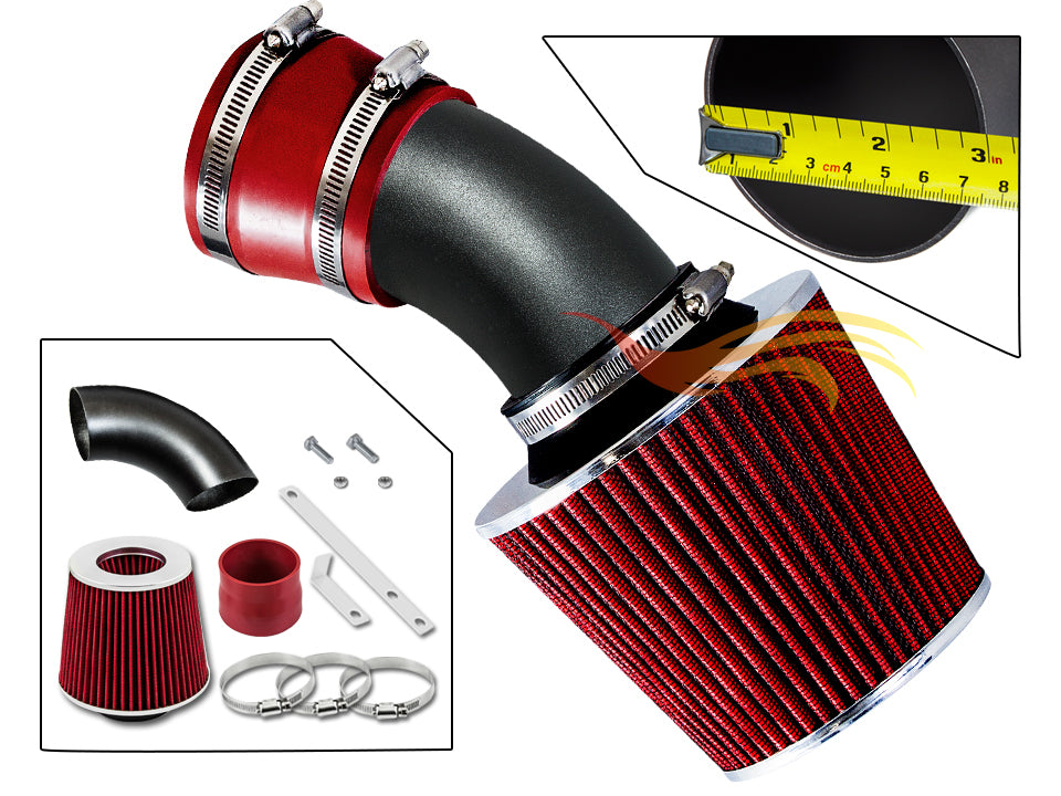 ARES Ares Motorsports MATTE BLACK PIPE RED - SHORT RAM INTAKE Compatible For 98-05 BMW E46 3-SERIES VCWSI-BM-V03VDB