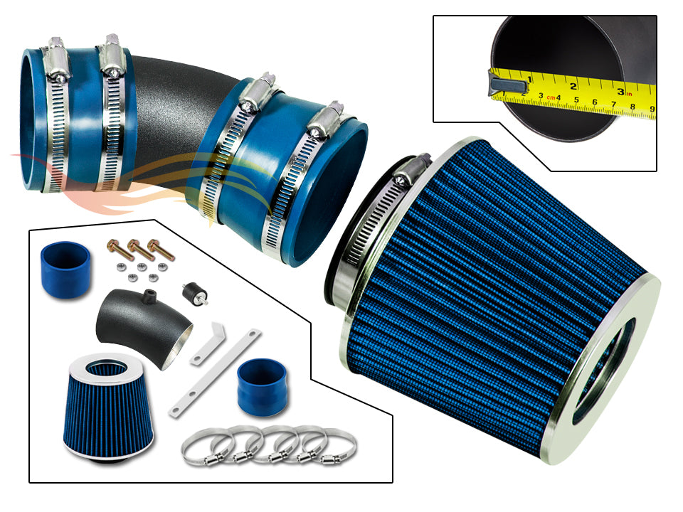 ARES MATTE BLACK PIPE BLUE SHORT RAM INTAKE Compatible For 06-08 Impala/Monte Carlo 3.5/3.9 V6 Ram Intake Kit+Filter…