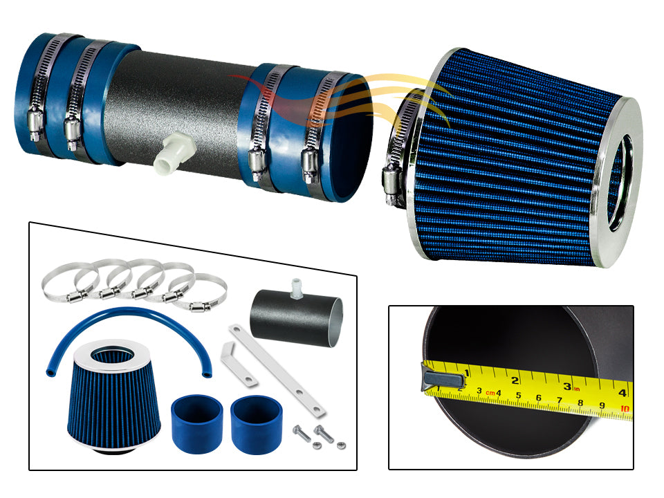 ARES Ares Motorsports MATTE BLACK PIPE BLUE - SHORT RAM INTAKE Compatible For 09-11 Chevy TRAVERSE/ENCLAVE/ACADIA VCWSI-CH-V09BLB