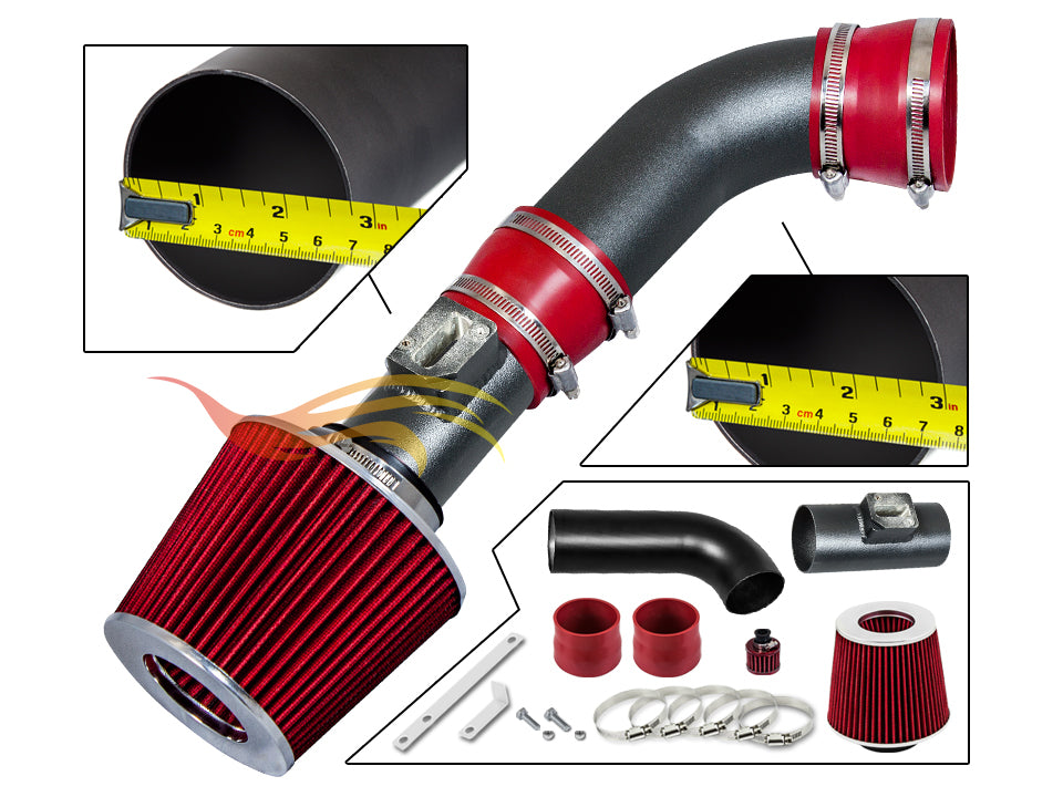 ARES MATTE BLACK PIPE RED - SHORT RAM INTAKE Compatible For 08-12 CHEVY COLORADO/GMC CANYON…