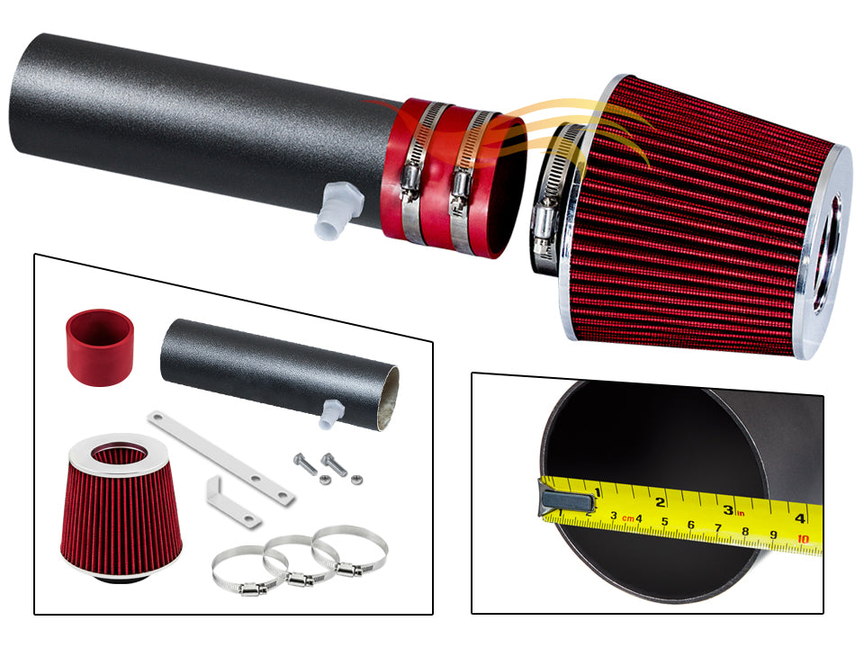 ARES MATTE BLACK PIPE RED - SHORT RAM INTAKE Compatible For 94-96 Chevy IMPALA/CAPRICE/ROADMASTER ASI-CH-AR16RDB