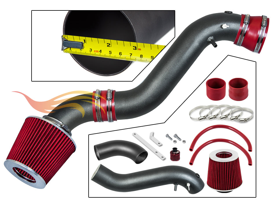 ARES MATTE BLACK PIPE RED - SHORT RAM INTAKE Compatible For CHEVY TRAILBLAZER/GMC ENVOY ASI-CH-AR19RDB