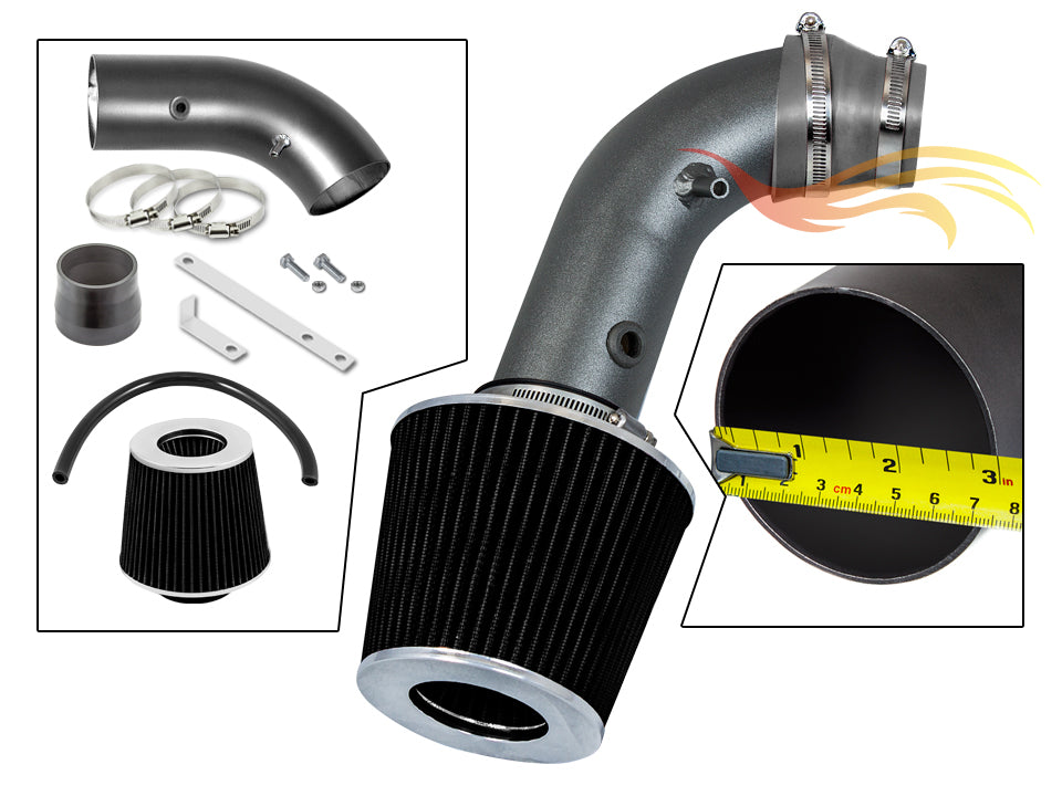ARES Ares Motorsports MATTE BLACK PIPE GRAY - SHORT RAM INTAKE Compatible For 04-08 Chevy AVEO/DAEWOO LANOS VCWSI-CH-V24GYB