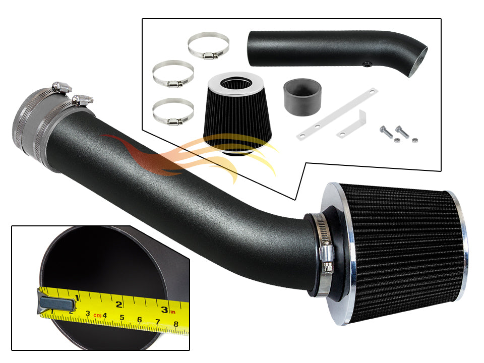 ARES MATTE BLACK PIPE GRAY SHORT RAM INTAKE Compatible For 98-02 CHEVY CAVALIER/PONTIAC SUNFIRE