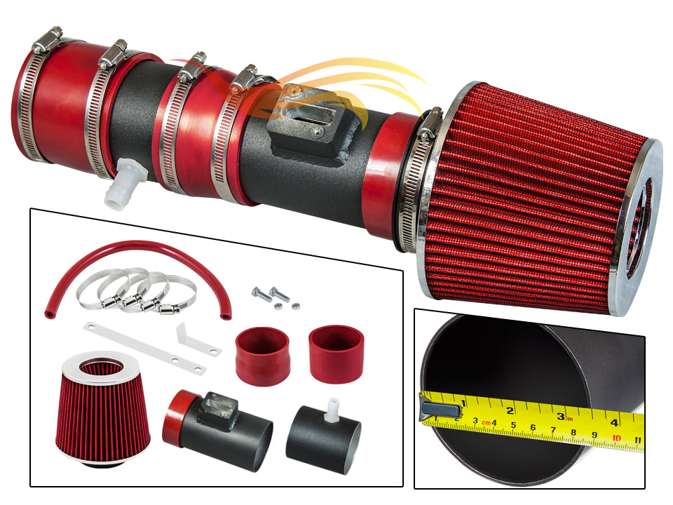 ARES MATTE BLACK PIPE RED FILTER AIR INTAKE Compatible For 12-17 Traverse Enclave Acadia 3.6 V6