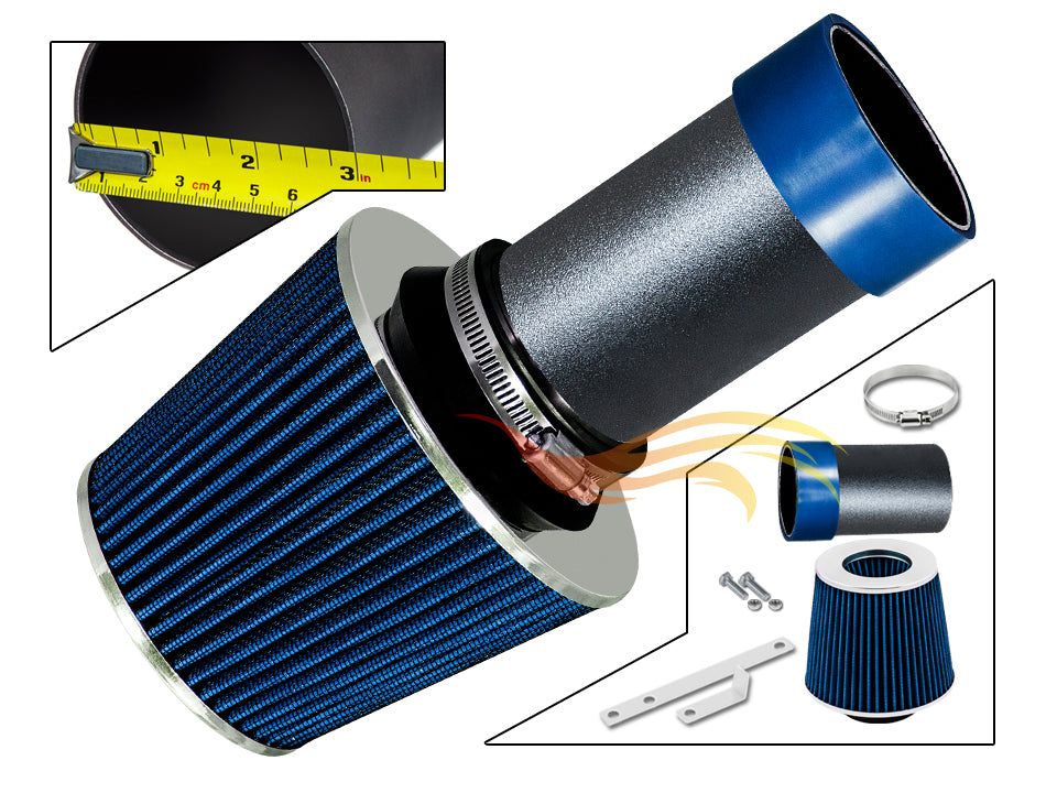 ARES MATTE BLACK PIPE BLUE SHORT RAM INTAKE Compatible For 98-04 CHRYSLER 300M / LHS/CONCORDE/EAGLE VISION