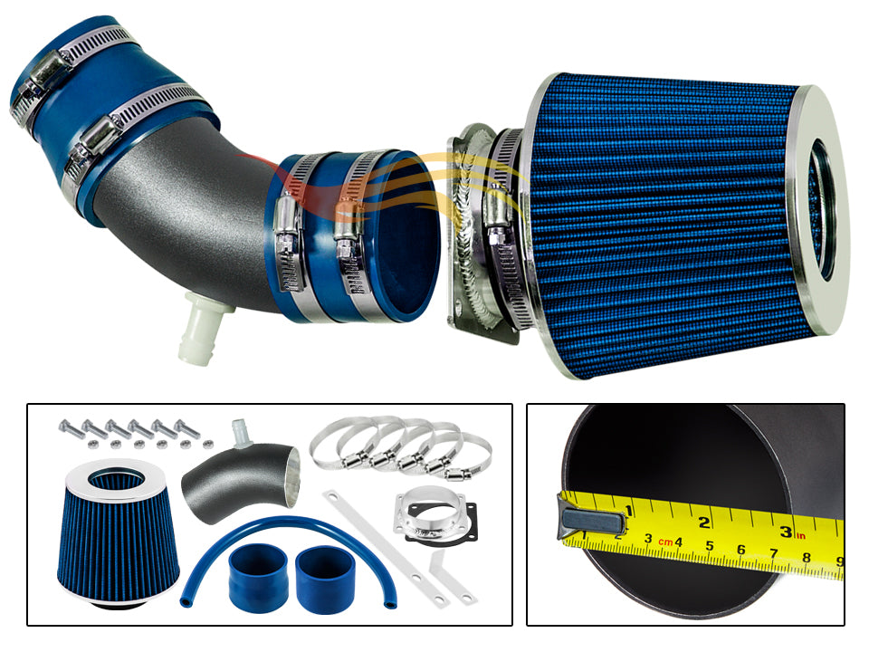 ARES MATTE BLACK PIPE BLUE - SHORT RAM INTAKE Compatible For 01-04 Ford ESCAPE V6 / MAZDA TRIBUTE ASI-FD-AR12BLB
