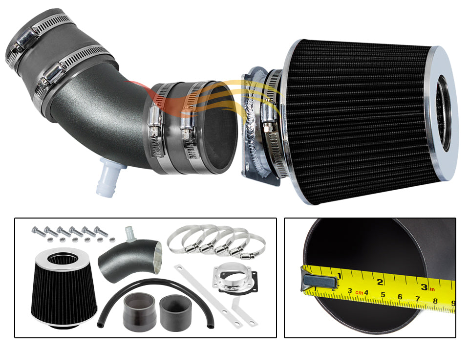 ARES MATTE BLACK PIPE GRAY - SHORT RAM INTAKE Compatible For 01-04 Ford ESCAPE V6 / MAZDA TRIBUTE ASI-FD-AR12GYB