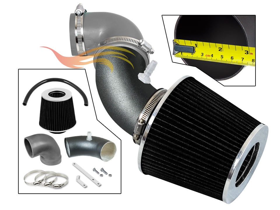ARES Ares Motorsports MATTE BLACK PIPE GRAY - SHORT RAM INTAKE Compatible For 06-08 Honda Fit/Jazz 1.5L L4 VCWSI-HD-V10GYB