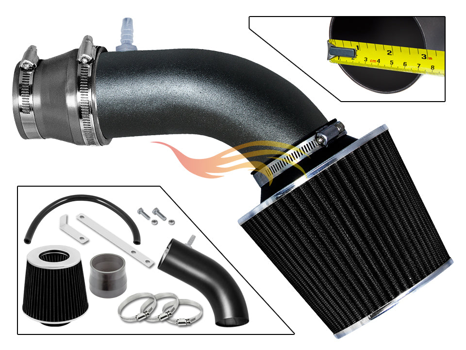 ARES Ares Motorsports MATTE BLACK PIPE GRAY - SHORT RAM INTAKE Compatible For 11-15 Hyundai ACCENT/VELOSTER 1.6L / ELANTRA/KIA RIO VCWSI-HY-V06GYB