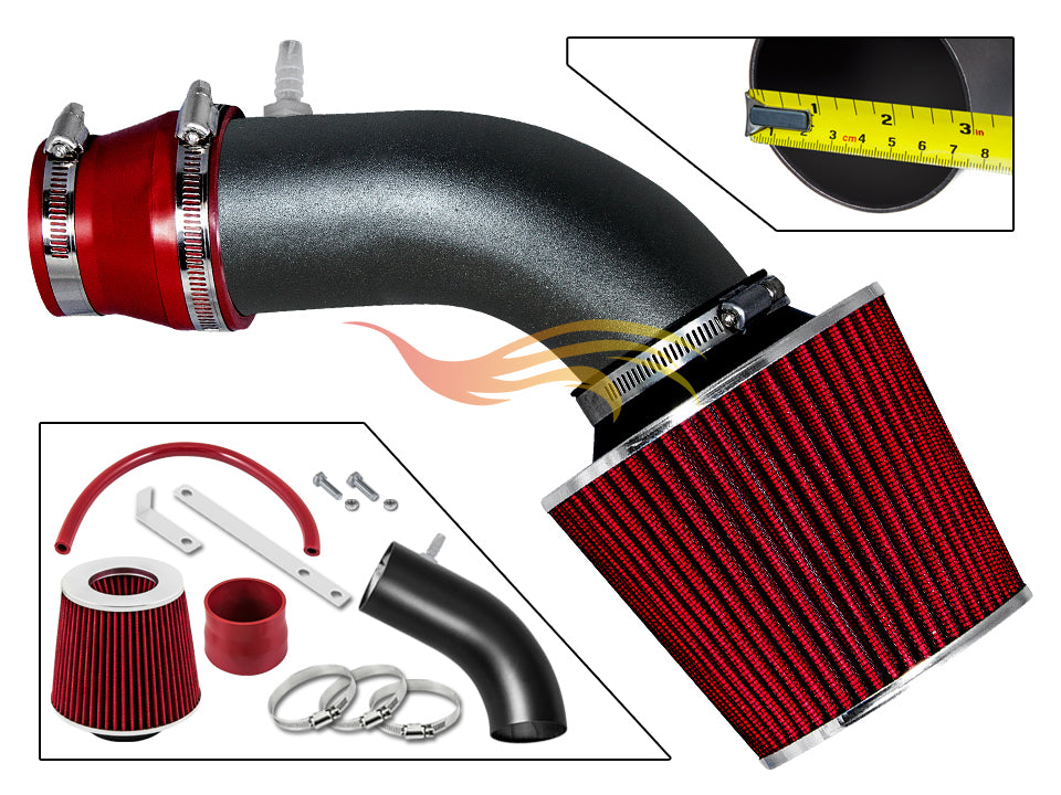 ARES Ares Motorsports MATTE BLACK PIPE RED - SHORT RAM INTAKE Compatible For 11-15 Hyundai ACCENT/VELOSTER 1.6L / ELANTRA/KIA RIO VCWSI-HY-V06VDB