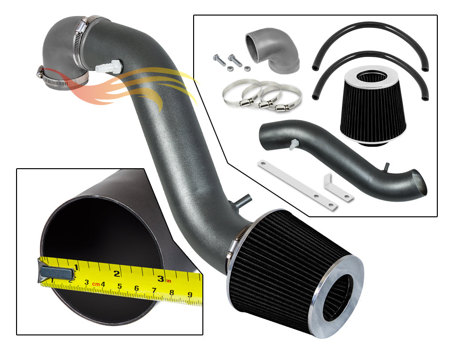 ARES Ares Motorsports MATTE BLACK PIPE GRAY - SHORT RAM INTAKE Compatible For 93-98 JEEP Cherokee 4.0L L6 (Larado only) VCWSI-JP-V15GYB